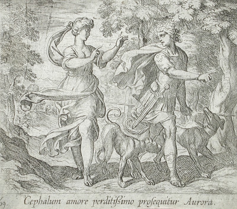 Cephalus and Aurora, published 1606. Creators: Antonio Tempesta, Wilhelm Janson.