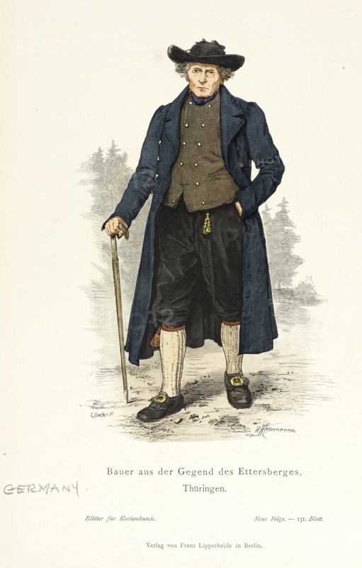 Costume Plate (Bauer aus der Gegend des Ettersberges, Thüringen), 19th century. Creators: Streller, Wilhelm Gustav Friedrich Hasemann.