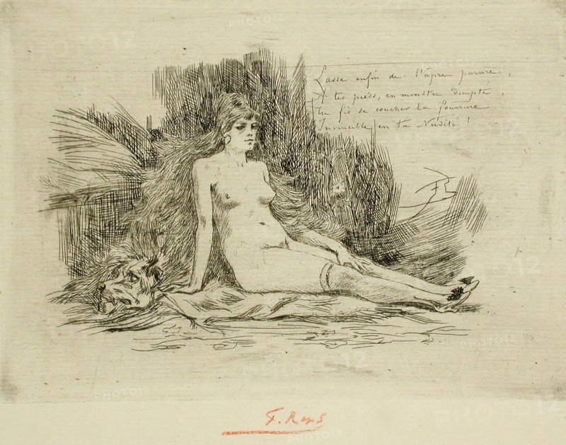 La Grande Femme à la fourrure, assise, 1878. Creator: Félicien Rops.