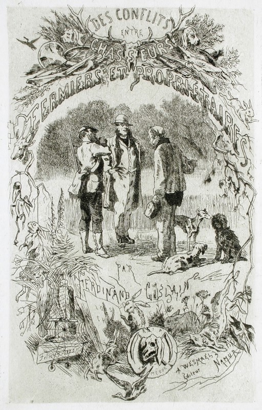 Des Conflits entre chasseurs et propriétaires, 1865. Creator: Félicien Rops.
