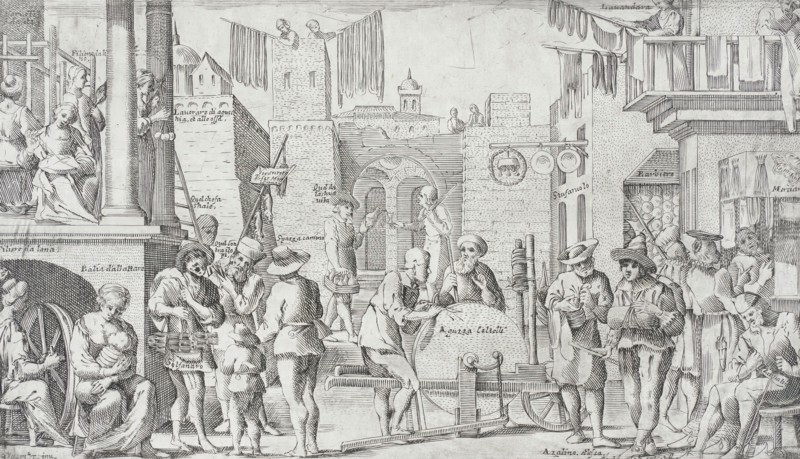 Trades Practiced in Bologna, c1640. Creators: Francesco Curti, Agostino Parisini.