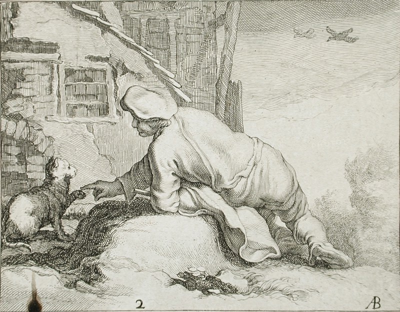 Peasant and Cat, 17th century. Creator: Frederick Bloemaert.