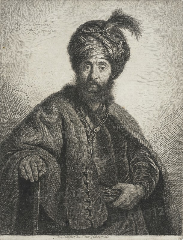 A Bearded Man Wearing a Turban/Man in oriental Costume, 1756. Creator: Georg Friedrich Schmidt.