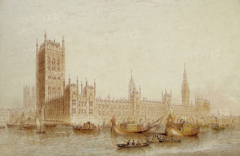 Houses of Parliament, 1851. Creator: George Baxter.