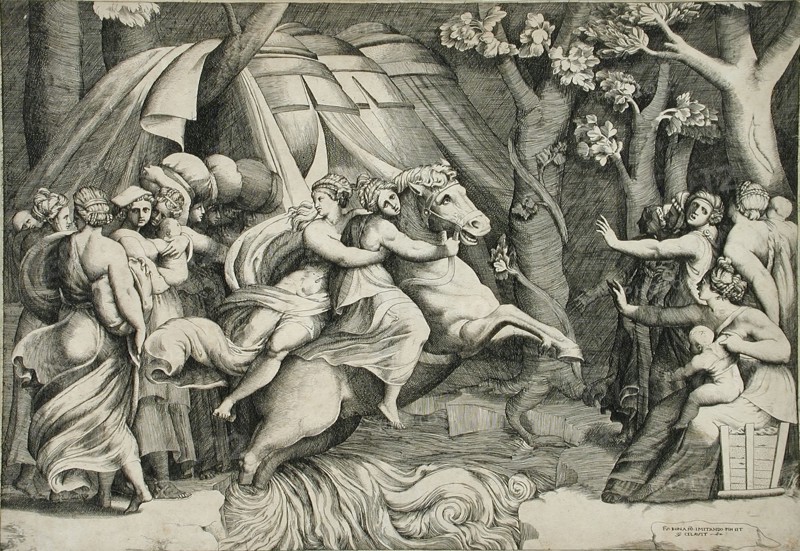 Cloelia Crossing the Tiber, c1546. Creator: Giulio Bonasone.