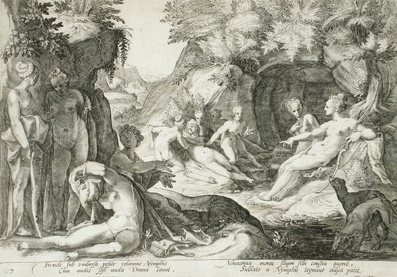 Diana and Her Nymphs Discovering Callisto's Pregnancy, published 1590. Creator: Hendrik Goltzius.
