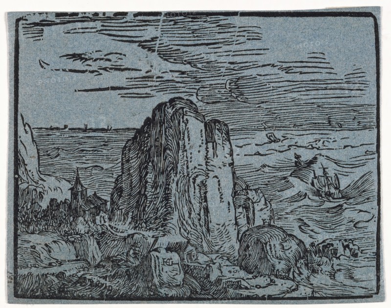 Cliff on the Seashore, between 1595 and 1600. Creator: Hendrik Goltzius.