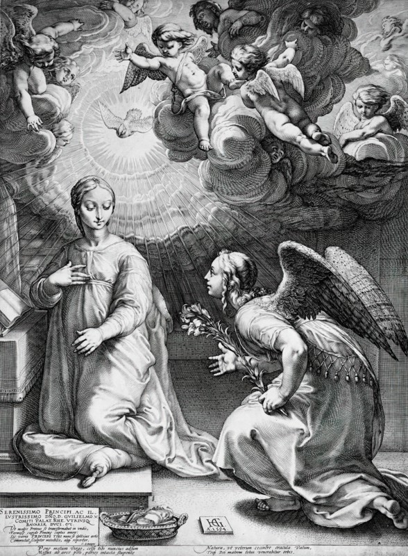 The Annunciation, 1594. Creator: Hendrik Goltzius.