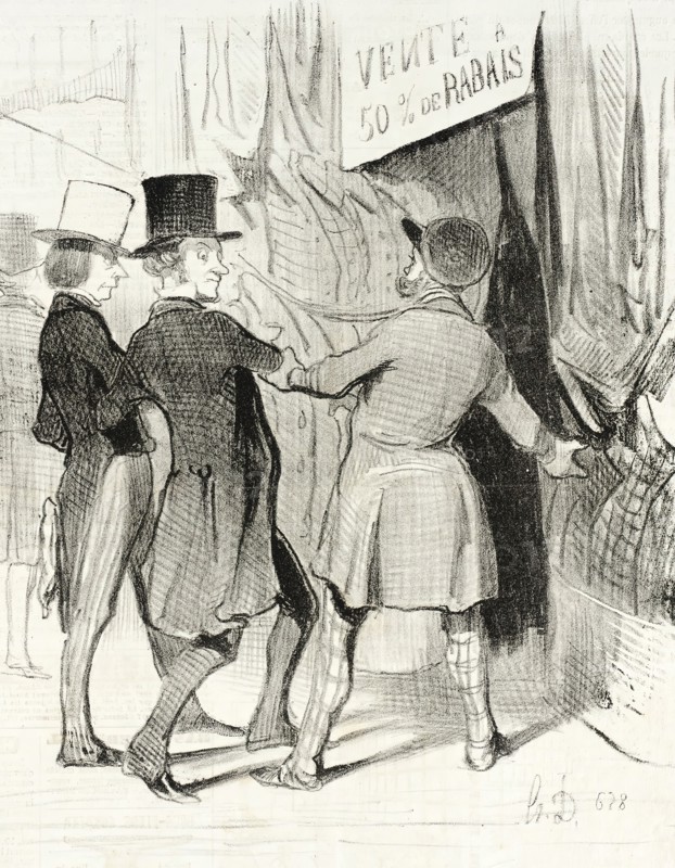Entrez Messieurs...Voici de magnifiques paletots que je vends a perte..., 1844. Creator: Honore Daumier.