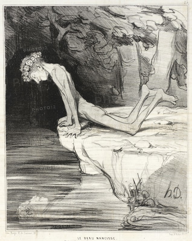 Le beau Narcisse, 1842. Creator: Honore Daumier.