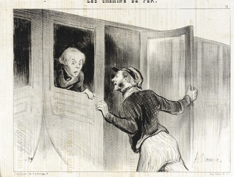 Le Danger de s'Assoupir en Voyage, 1843. Creator: Honore Daumier.