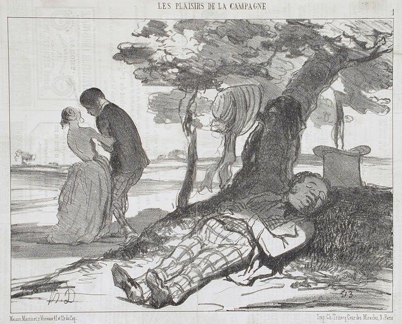 Le mari s'assoupissant, 1853. Creator: Honore Daumier.