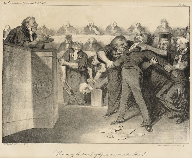 Vous avez la parole, expliquez-vous, vous êtes libre!, 1835. Creator: Honore Daumier.