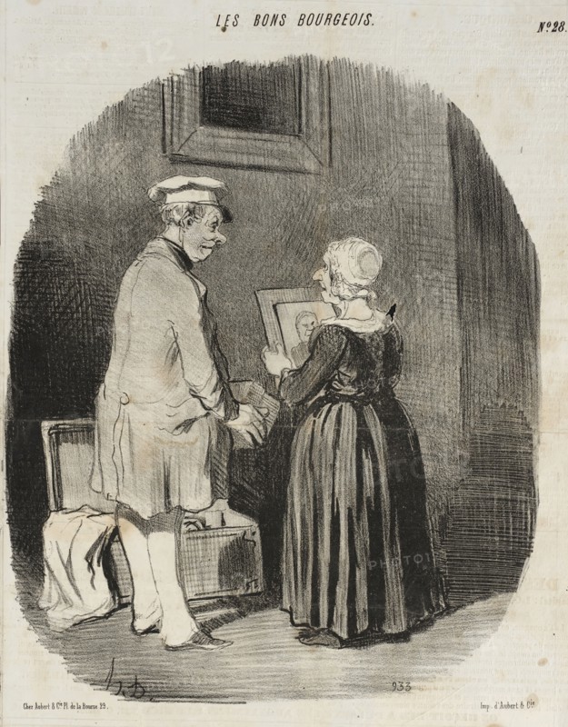Tiens, ma femme, v'là mon portrait au Daguerreotype..., 1846. Creator: Honore Daumier.