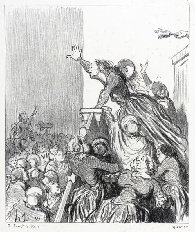 Citoyennes on fait courir le bruit que le divorce est sur le point de nous être refusé..., 1848. Creator: Honore Daumier.