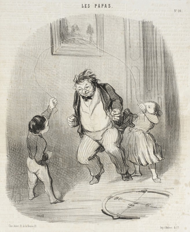 Allons, papa, fait encore trente-deux tours!, 1847.  Creator: Honore Daumier.