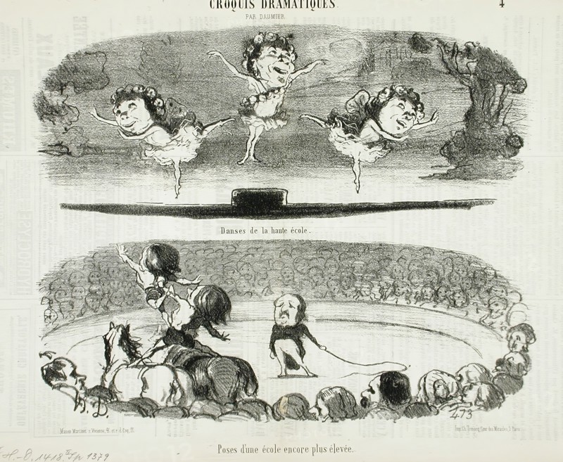 Danses de la haute école - Poses d'une école..., 1853. Creator: Honore Daumier.