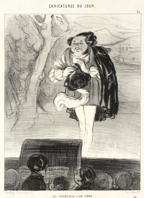Les Promesses d'un ténor, 1842. Creator: Honore Daumier.