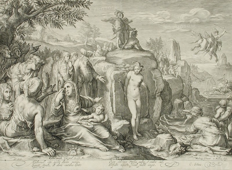 Perseus and Andromeda, 1597. Creator: Jacob Matham.