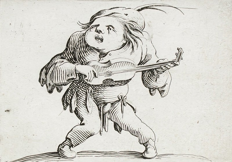 A Bandy-Legged Man Playing the Guitar, 1616. Creator: Jacques Callot.