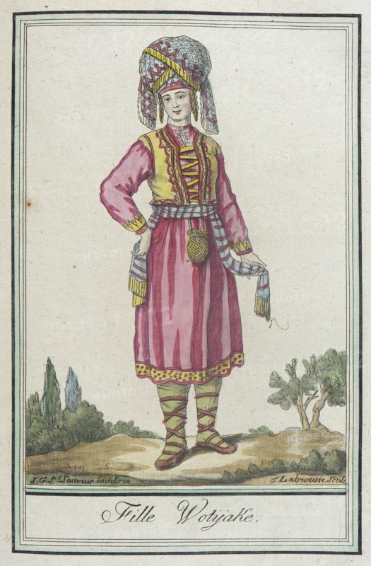 Costumes de Différents Pays, 'Fille Wotÿake', c1797. Creators: Jacques Grasset de Saint-Sauveur, LF Labrousse.