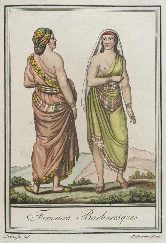 Costumes de Différents Pays, 'Femmes Barbaresques', c1797. Creators: Jacques Grasset de Saint-Sauveur, LF Labrousse.