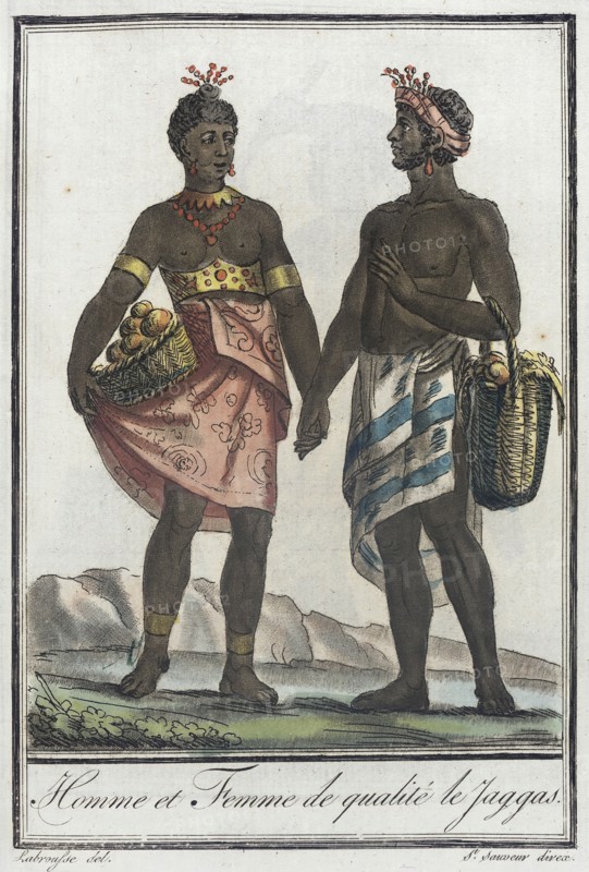 Costumes de Différents Pays, 'Homme et Femme de Qualité le Yaggas', c1797. Creators: Jacques Grasset de Saint-Sauveur, LF Labrousse.