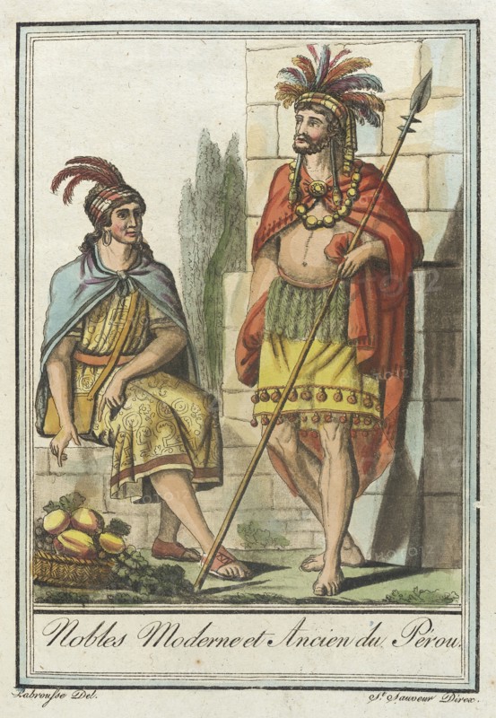 Costumes de Différents Pays, 'Nobles Moderne et Ancien du Pérou', c1797. Creators: Jacques Grasset de Saint-Sauveur, LF Labrousse.