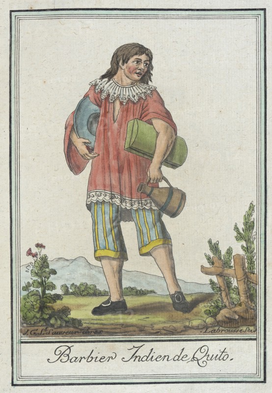 Costumes de Différents Pays, 'Barbier Indien de Quito', c1797. Creators: Jacques Grasset de Saint-Sauveur, LF Labrousse.