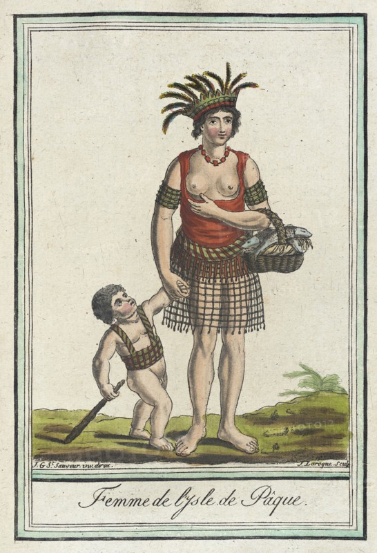 Costumes de Différents Pays, 'Femme de l'Isle de Pâque', c1797. Creators: Jacques Grasset de Saint-Sauveur, LF Labrousse.
