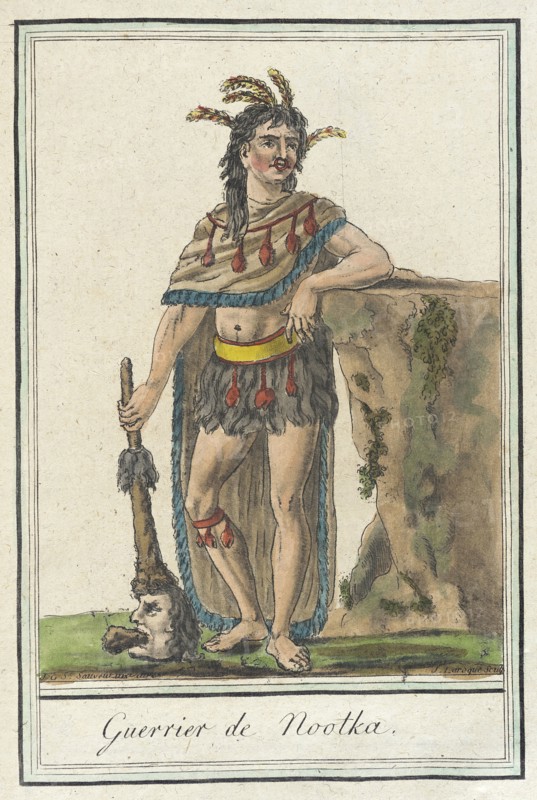 Costumes de Différents Pays, 'Guerrier de Nootka', c1797. Creators: Jacques Grasset de Saint-Sauveur, LF Labrousse.