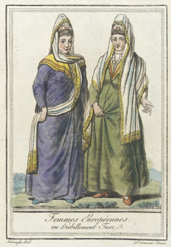 Costumes de Différents Pays, 'Femmes Européennes en Habillement Turc', c1797. Creators: Jacques Grasset de Saint-Sauveur, LF Labrousse.