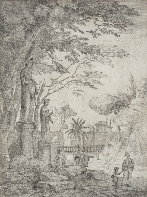 Garden Scene with Two Statues (Garden of the Villa Medici), between circa 1710 and circa 1720. Creator: Jan Frans van Bloemen.