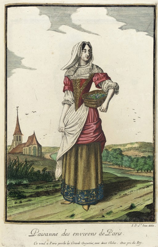 Recueil des modes de la cour de France, 'Paisanne des Environs de Paris', between c1678 and c1693. Creator: Jean de Dieu.