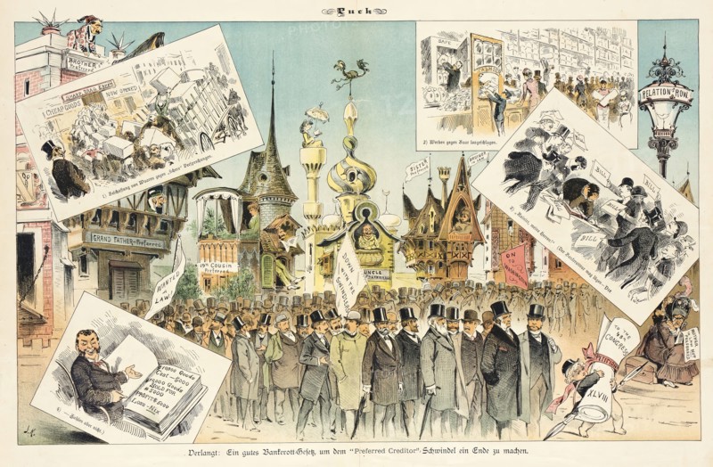 Cartoon from Puck, between 1880 and 1889. Creators: Joseph Keppler, Bernhard Gillam.