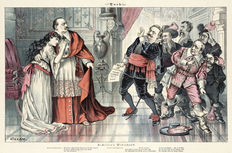 Cartoon from Puck, between 1880 and 1889. Creators: Joseph Keppler, Bernhard Gillam.