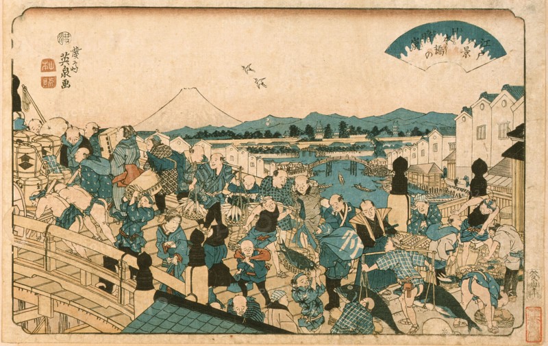 Clearing Weather on Nihonbashi Bridge, c1846. Creator: Ikeda Eisen.