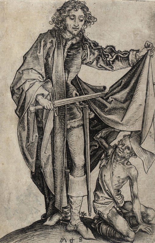 St. Martin Dividing His Cloak (image 1 of 2), c1480. Creator: Martin Schongauer.