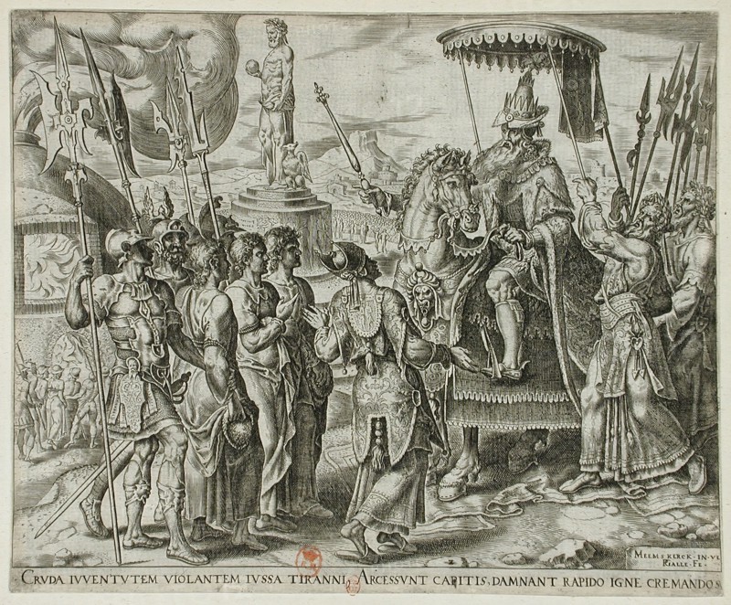 The Three Jews Brought Before Nebuchadnezzar, 1565. Creator: Philip Galle.