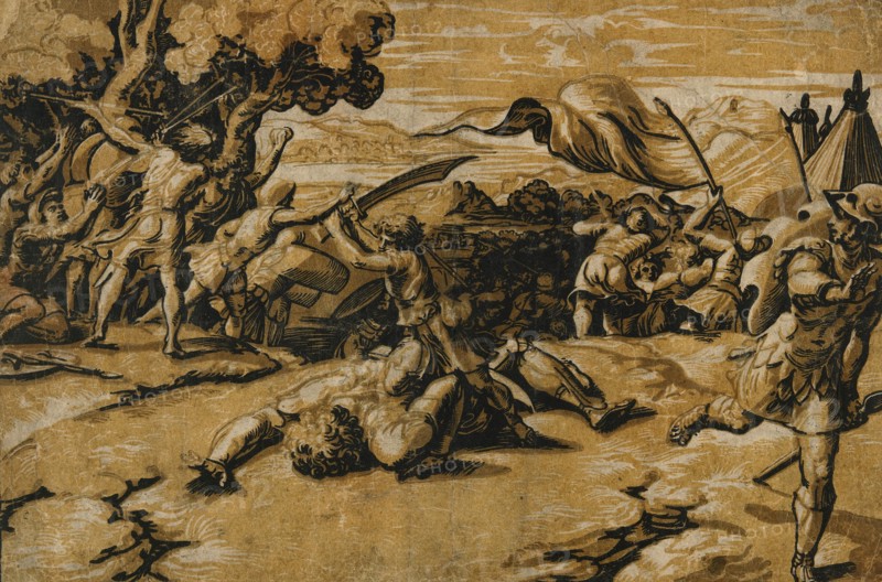 David Beheading Goliath, between circa 1520 and circa 1527. Creators: Ugo da Carpi, Raphael.