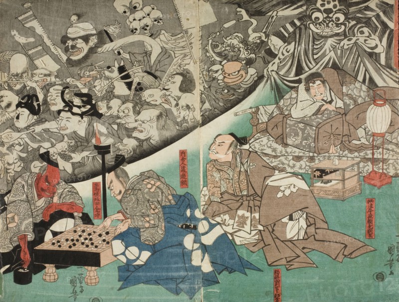 Warrior Minamoto Raiko and the Earth Spider (image 1 of 2), Mid 1840s. Creator: Utagawa Kuniyoshi.