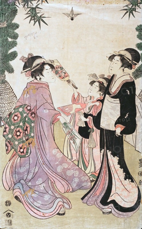 Beauties Playing Battledore and Shuttlecock, c1805. Creator: Utagawa Toyokuni I.