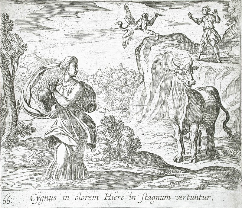 Cycnus and Hyrie, published 1606. Creators: Antonio Tempesta, Wilhelm Janson.