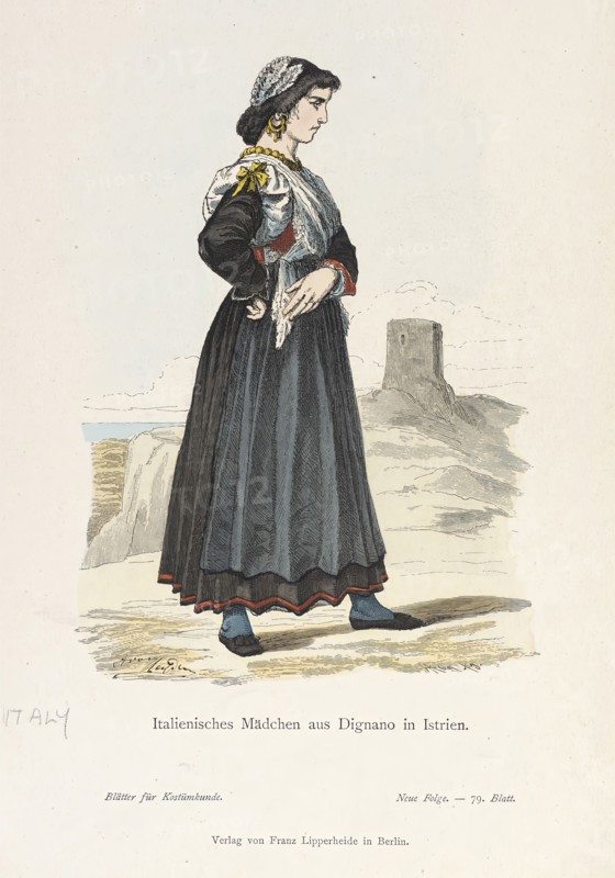 Costume Plate (Italienisches Madchen aus Dignano in Istrien), 19th century. Creator: Unknown.