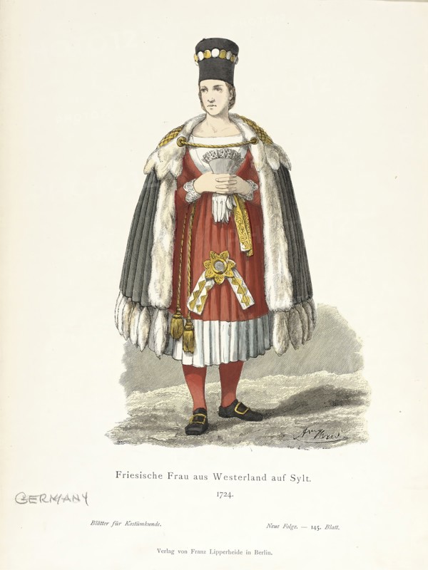 Costume Plate (Friesische Frau aus Westerland auf Sylt), 19th century. Creator: Unknown.