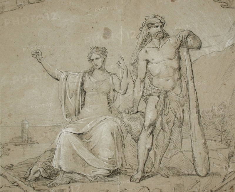 Hercules and Seated Woman, 19th century. Creator: Unknown.