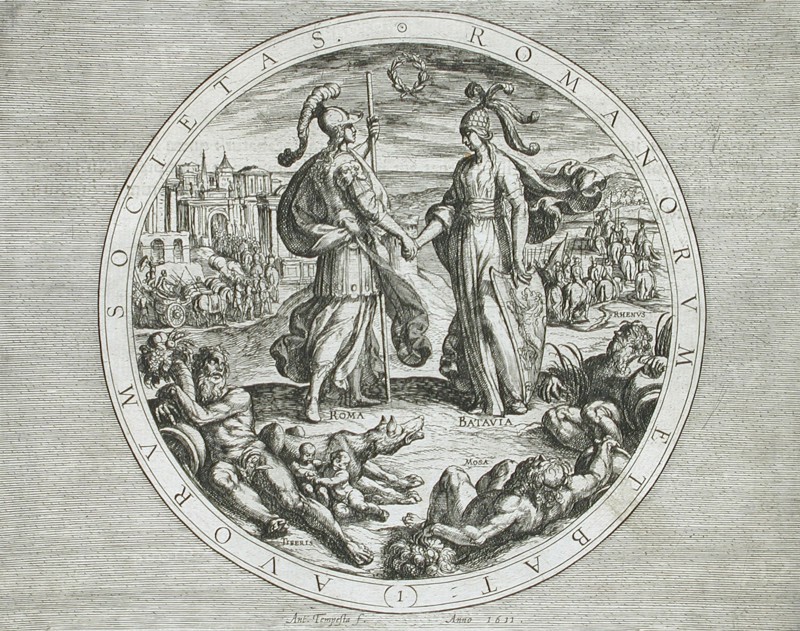 Roma and Batavia, published 1612. Creator: Antonio Tempesta.