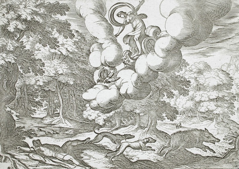 The Death of Adonis, 16th century. Creator: Antonio Tempesta.