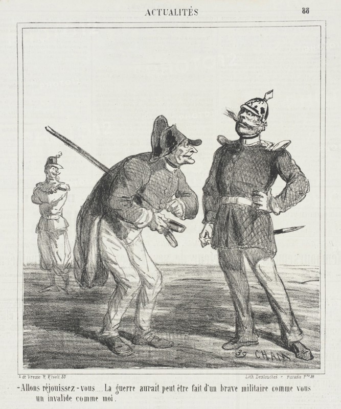 Allons réjouissez-vous...la guerre aurait peut-être fait d'un brave militaire comme vous..., 1867. Creator: Cham.