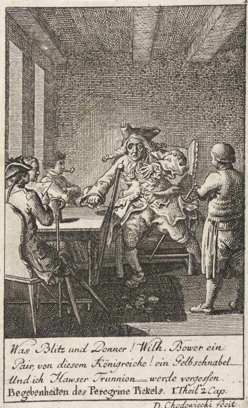 Plate 1 for Thomas Smollett's 'The Adventures of Peregrine Pickle', 1785. Creator: Daniel Nikolaus Chodowiecki.